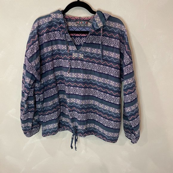 Vintage 90s Paris Sport Club Hoodie in Blue and Pink Print in Size OS - Picture 7 of 9